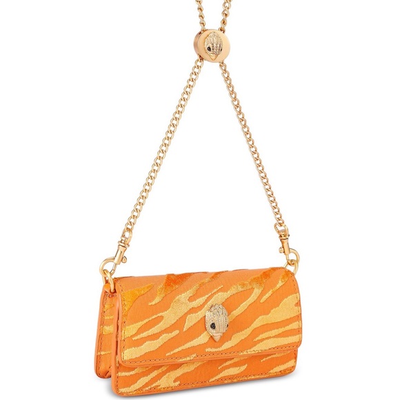 Kurt Geiger Handbags - KURT GEIGER Gold-Tone Leopard Velvet Crossbody Bag - NWT- Sliding chain